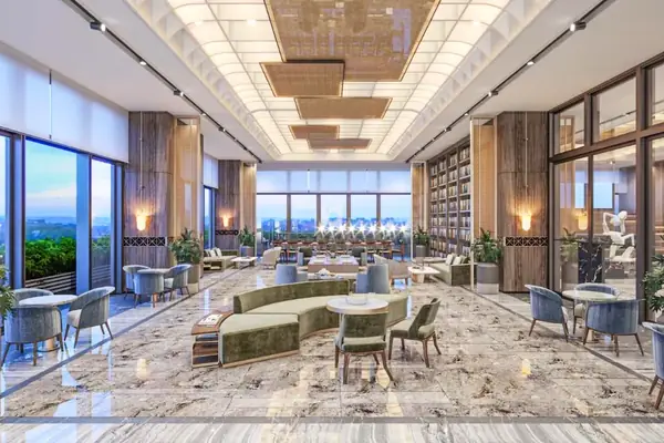 Skyven clubhouse library and lounge