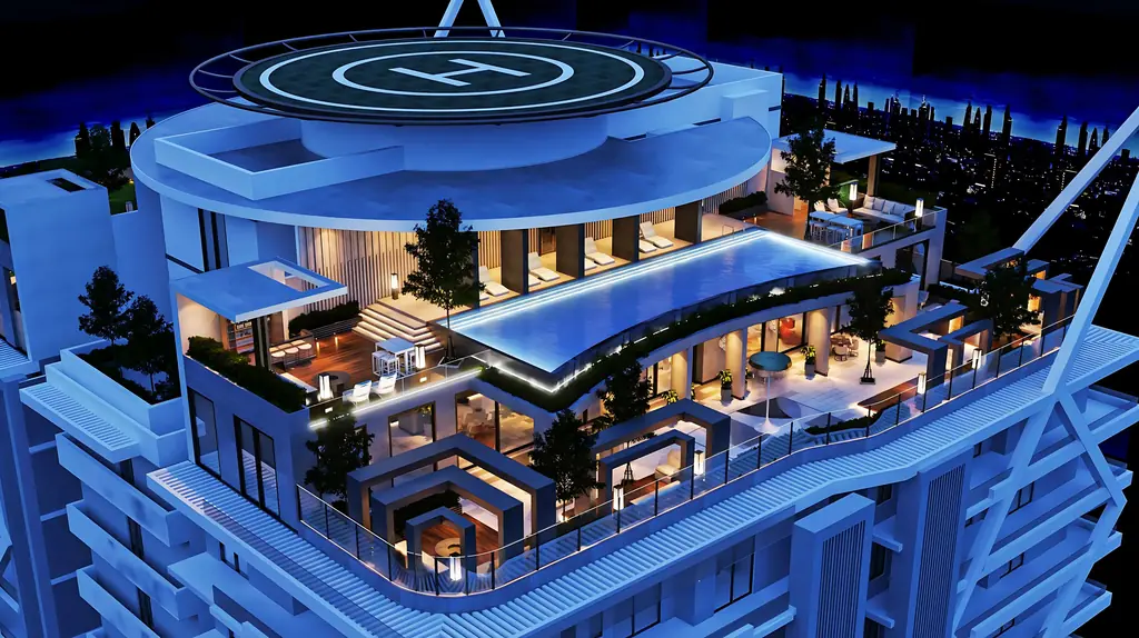 Skyven rooftop helipad and infinity pool, artist's impression